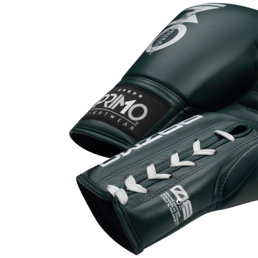 PRIMO MAMBA SERIES HUNTER GREEN LACE UP BOXING GLOVES FITNESS