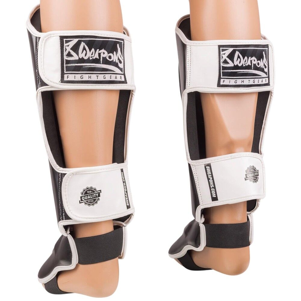 8 WEAPONS UNLIMITED 2.0 BLACK/WHITE SHIN GUARDS FITNESS