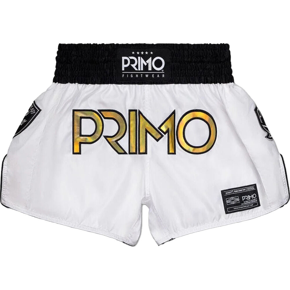 PRIMO MELROSE OG WHITE/GOLD MUAY THAI SHORTS