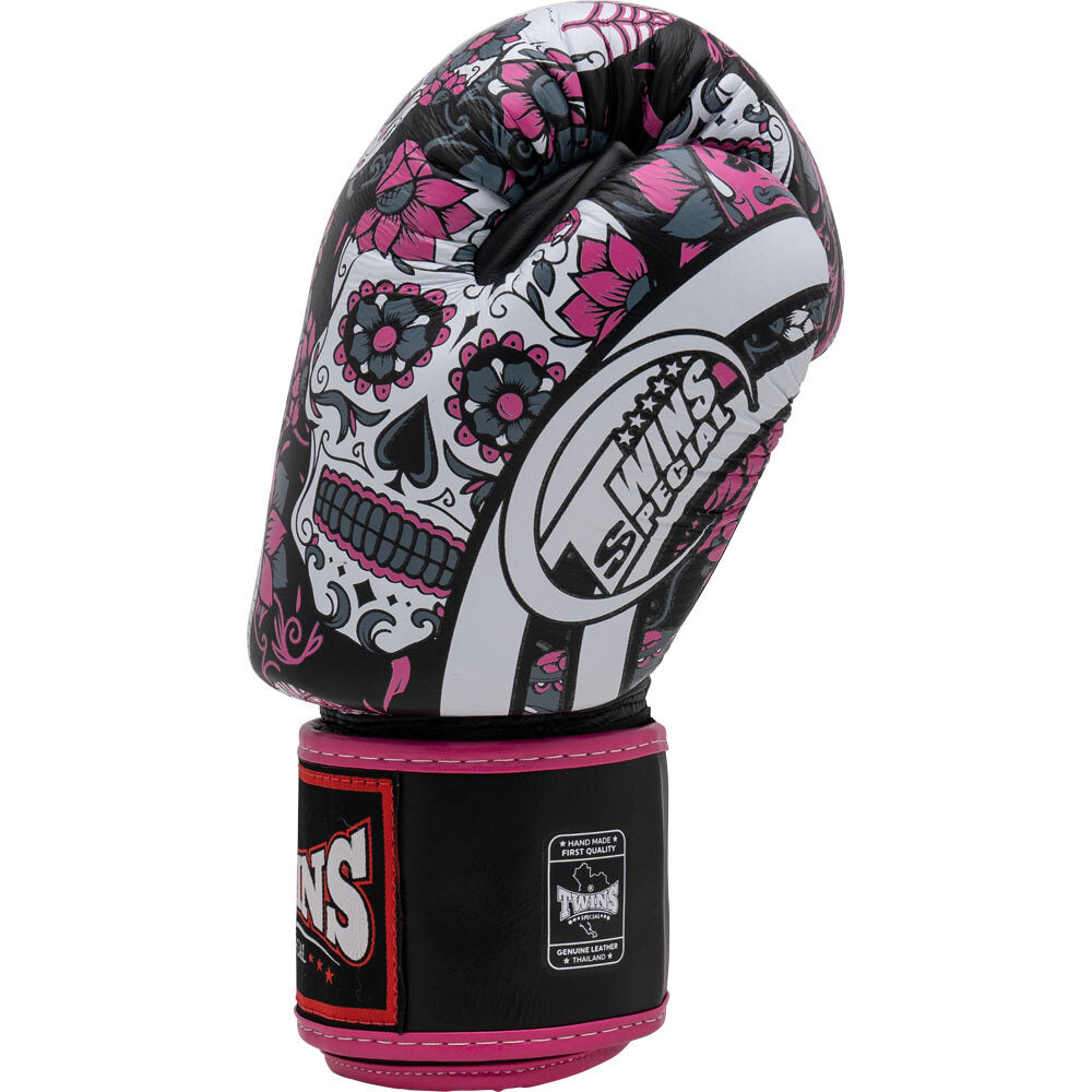 TWINS SKULL TATTOO PINK MUAY THAI GLOVES FITNESS