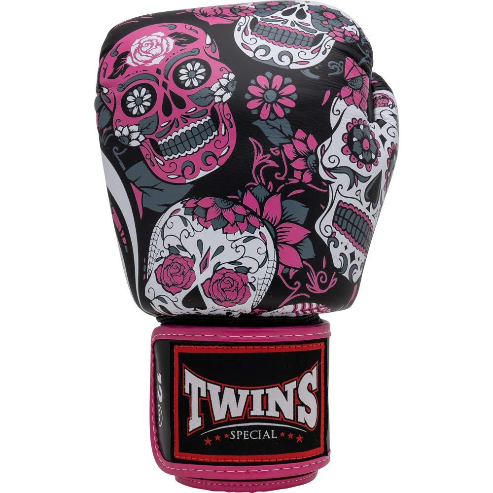TWINS SKULL TATTOO PINK MUAY THAI GLOVES FITNESS