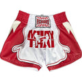 FLUORY WHITE/RED MUAY THAI SHORTS FITNESS