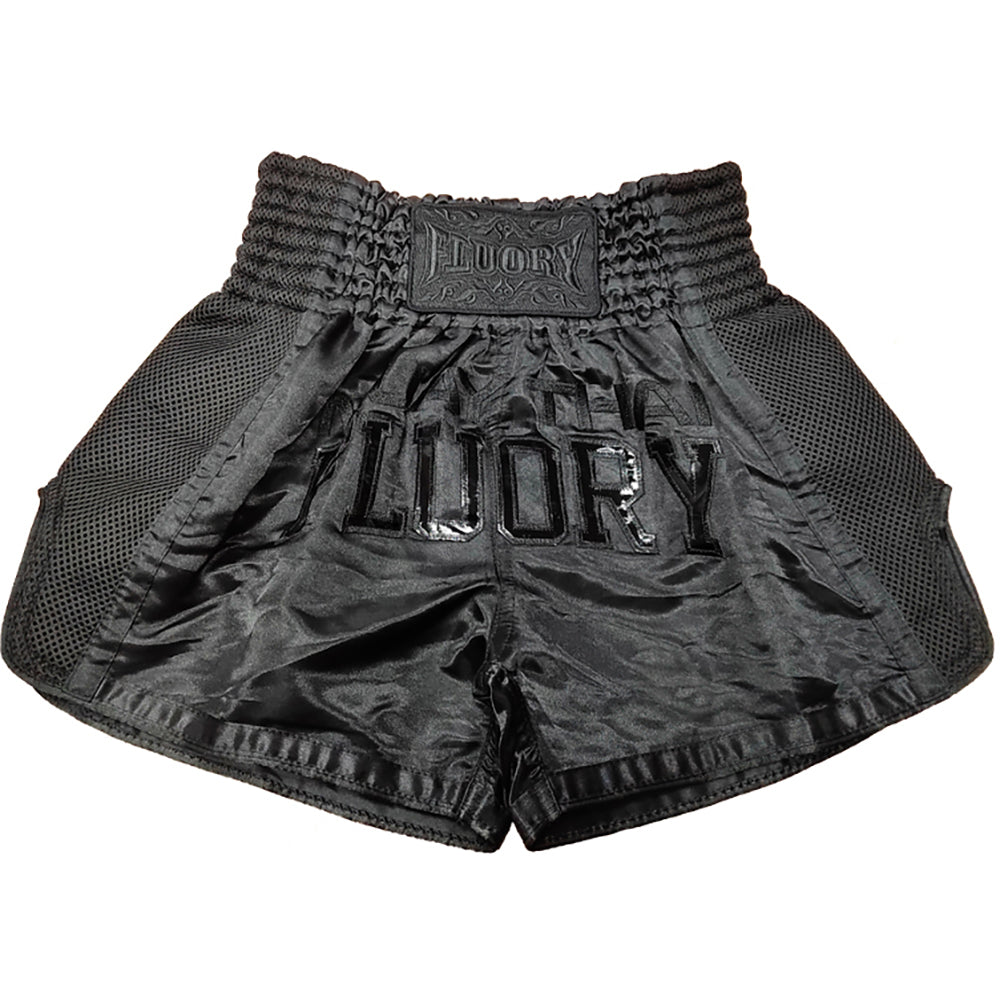 FLUORY CROCODILE BLACK MUAY THAI SHORTS FITNESS