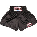 BOON PLAIN BLACK MUAY THAI SHORTS MUAY THAI FITNESS