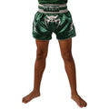 VENUM INFERNO FOREST GREEN/OFF WHITE KIDS MUAY THAI SHORTS FITNESS