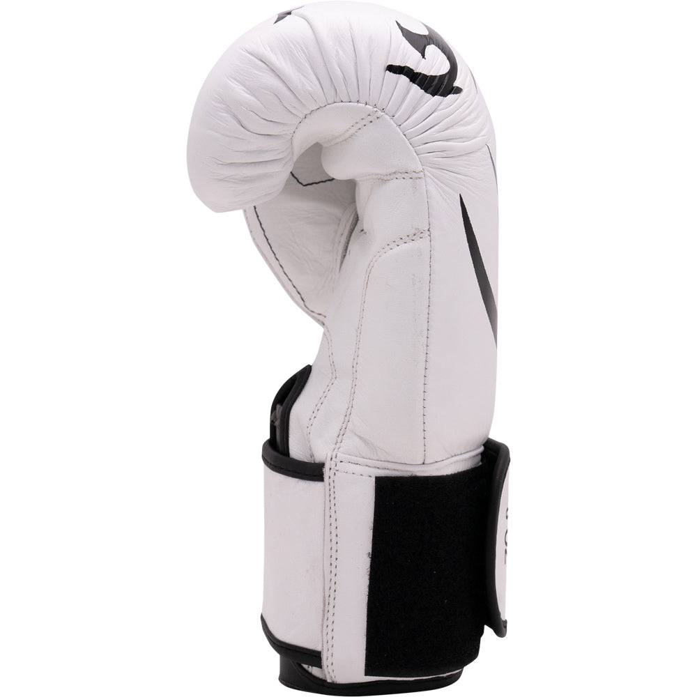 MORGAN ELITE BOXING & MUAY THAI WHITE LEATHER GLOVES FITNESS