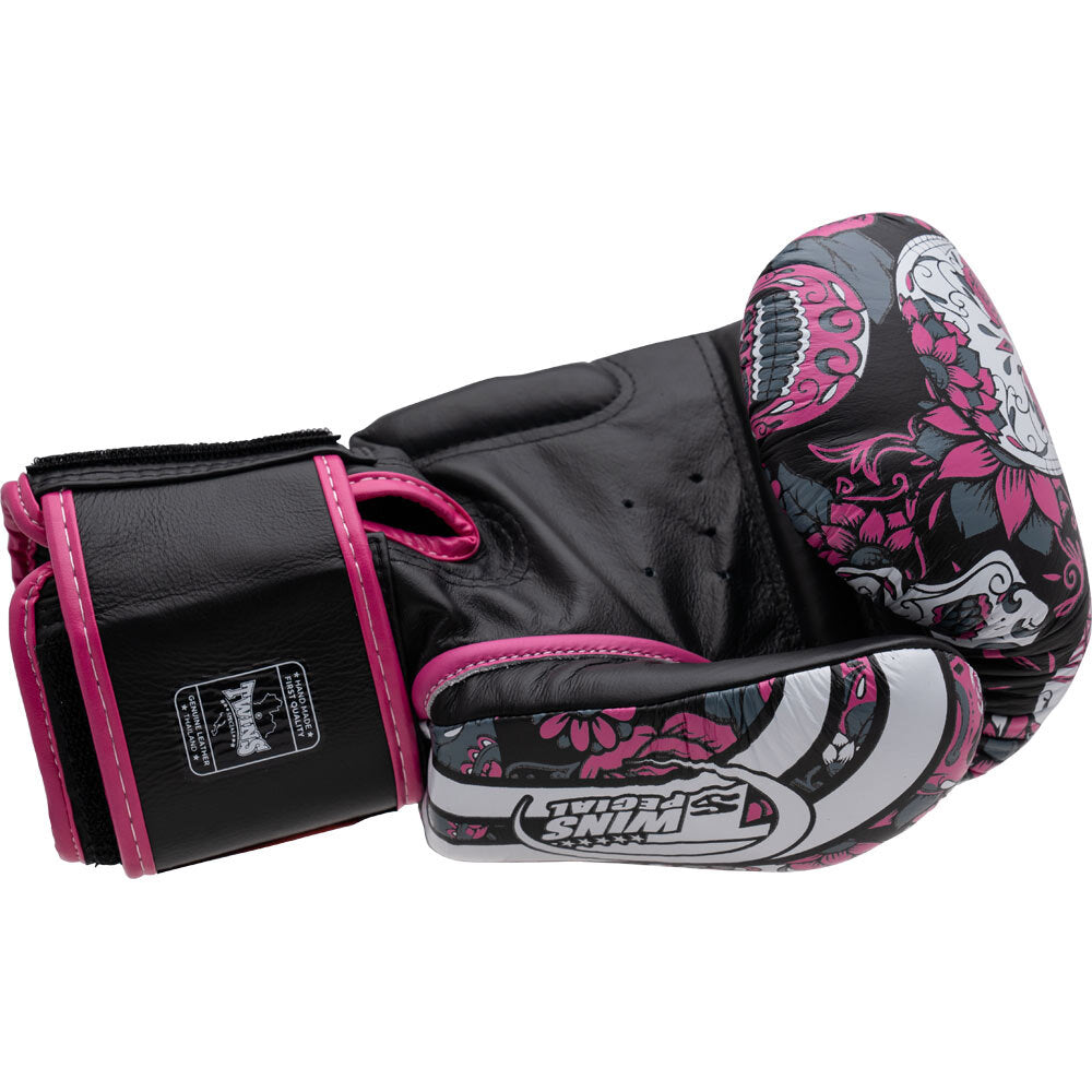 TWINS SKULL TATTOO PINK MUAY THAI GLOVES FITNESS