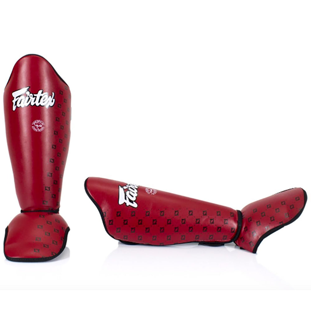 FAIRTEX SP5 COMPETITION RED SHIN GUARDS FITNESS