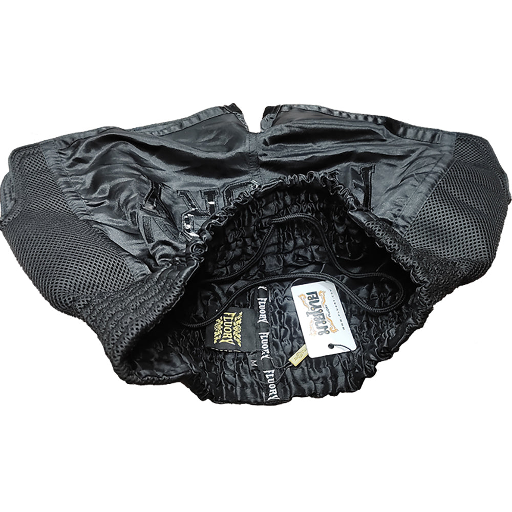FLUORY CROCODILE BLACK MUAY THAI SHORTS FITNESS