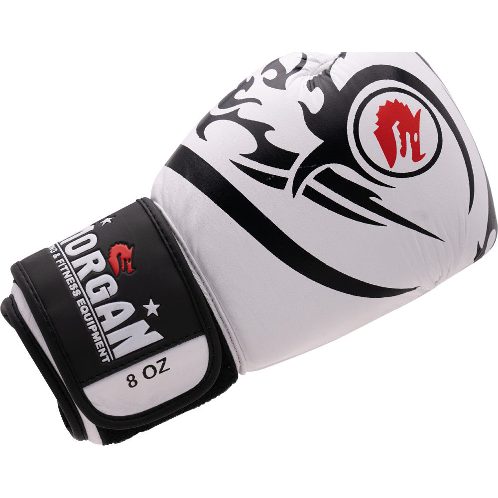 MORGAN ELITE BOXING & MUAY THAI WHITE LEATHER GLOVES FITNESS