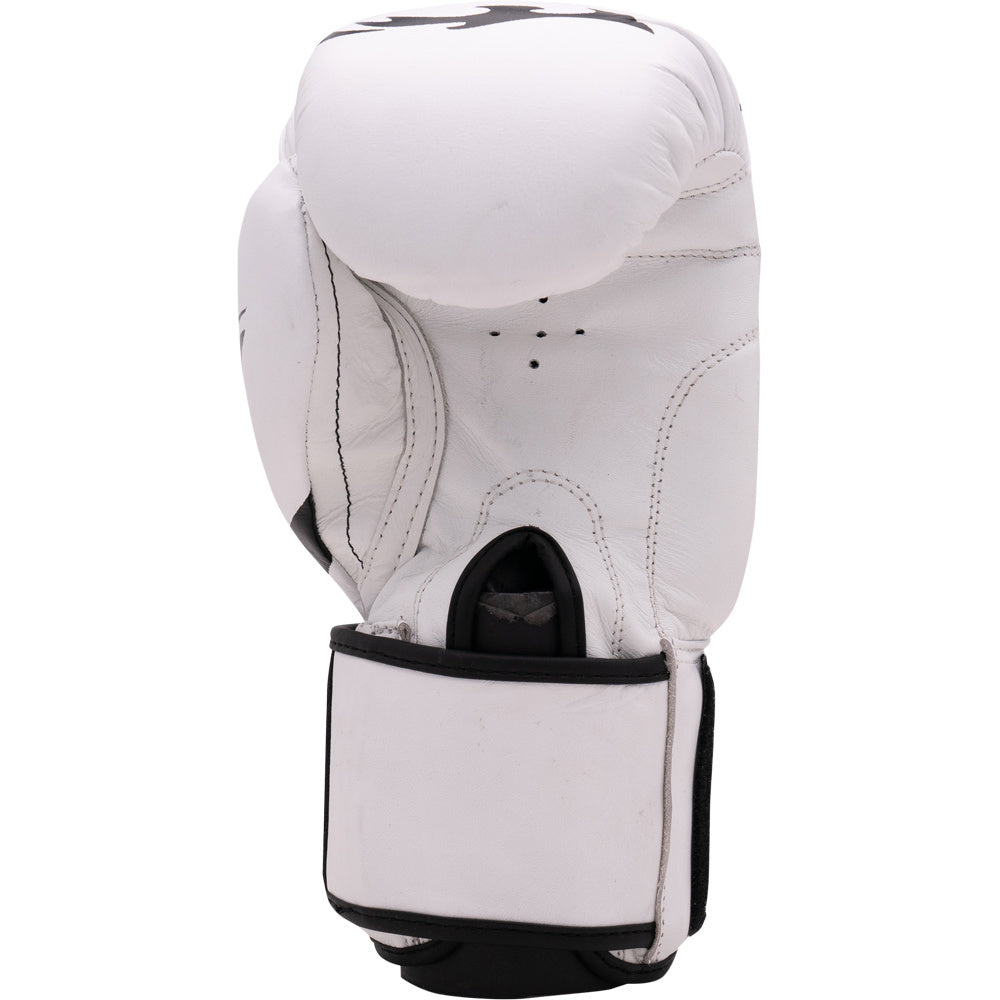 MORGAN ELITE BOXING & MUAY THAI WHITE LEATHER GLOVES FITNESS