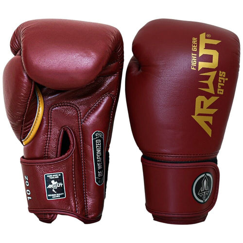 ARWUT FIGHT GEAR BG5 CRIMSON RED MUAY THAI FITNESS GLOVES