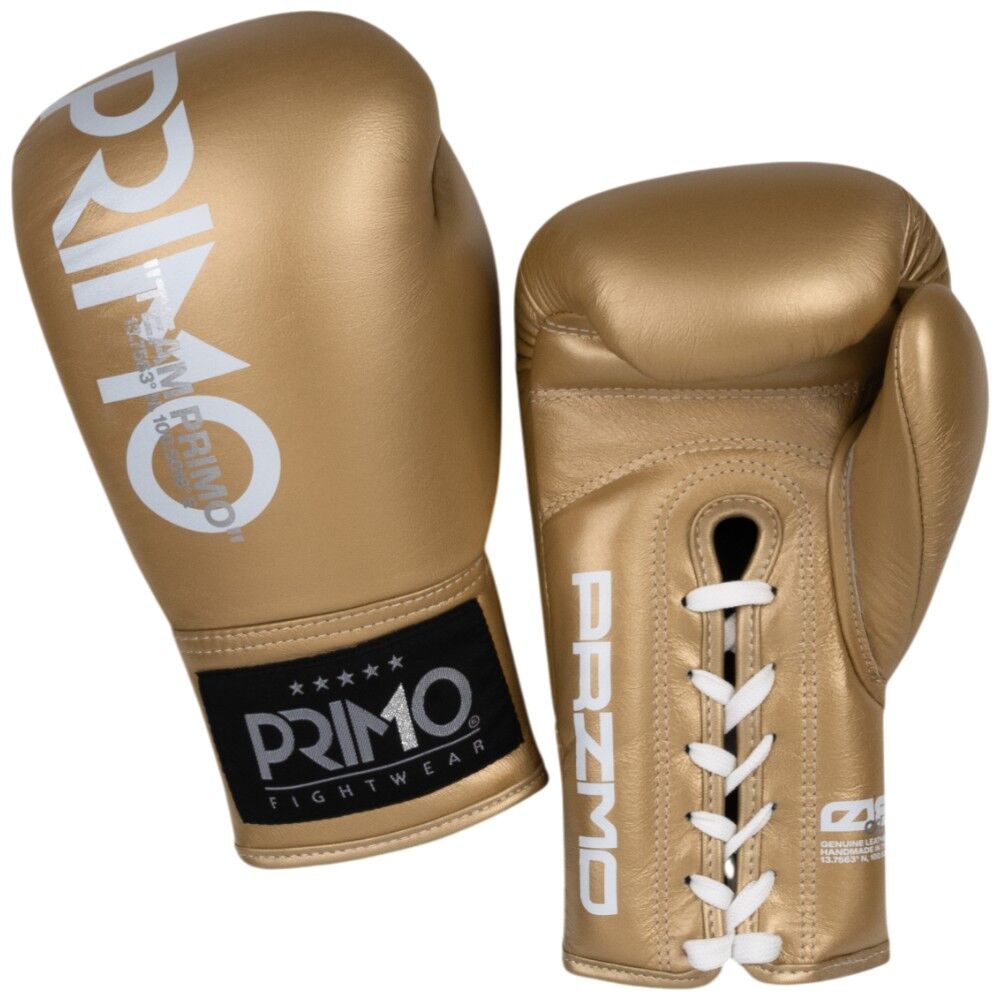 PRIMO MAMBA SERIES GOLD LACE UP BOXING GLOVES FITNESS