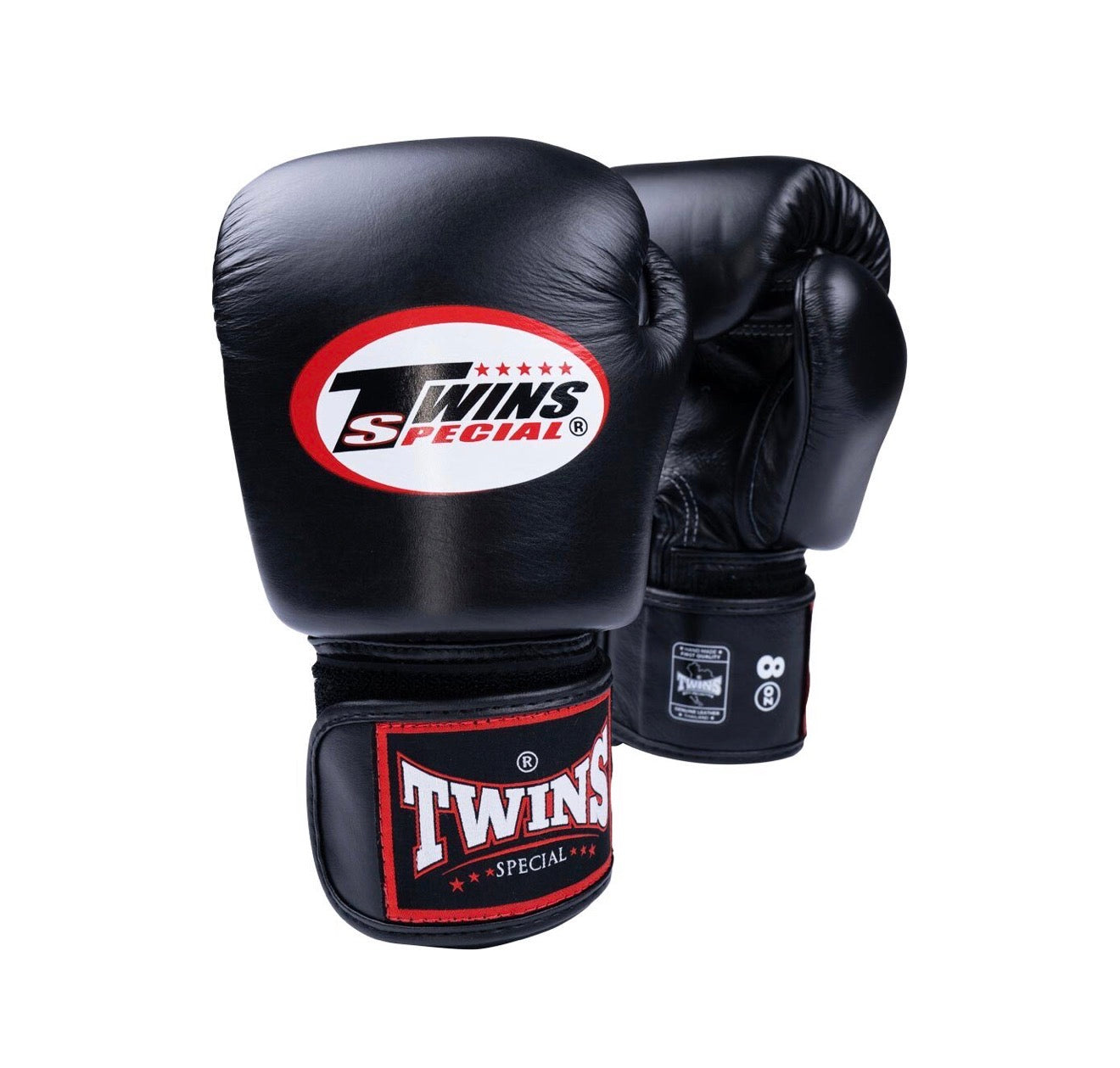 TWINS BLACK VELCRO MUAY THAI BOXING GLOVES FITNESS