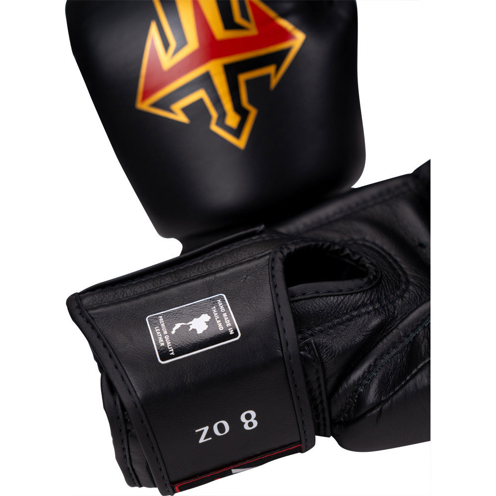 ARWUT FIGHT GEAR BLACK LEATHER MUAY THAI GLOVES FITNESS