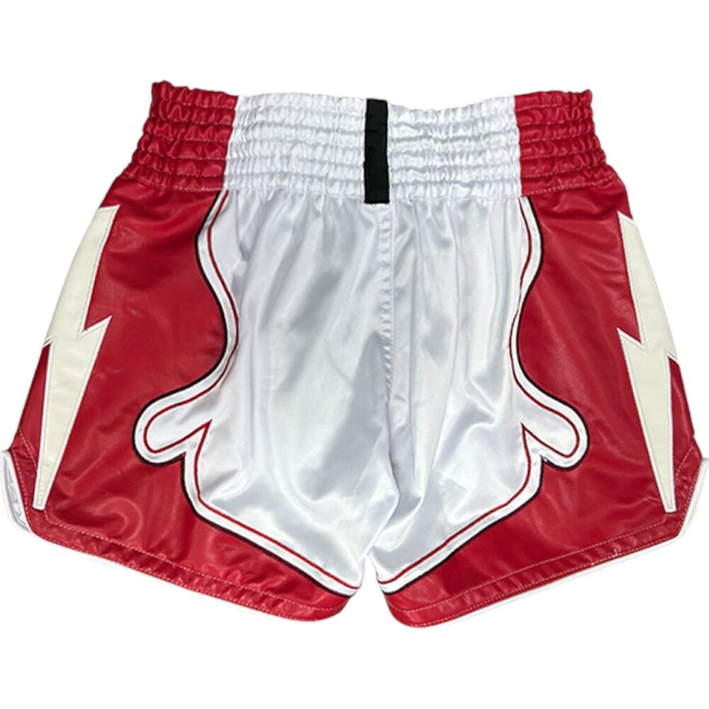 FLUORY WHITE/RED MUAY THAI SHORTS FITNESS