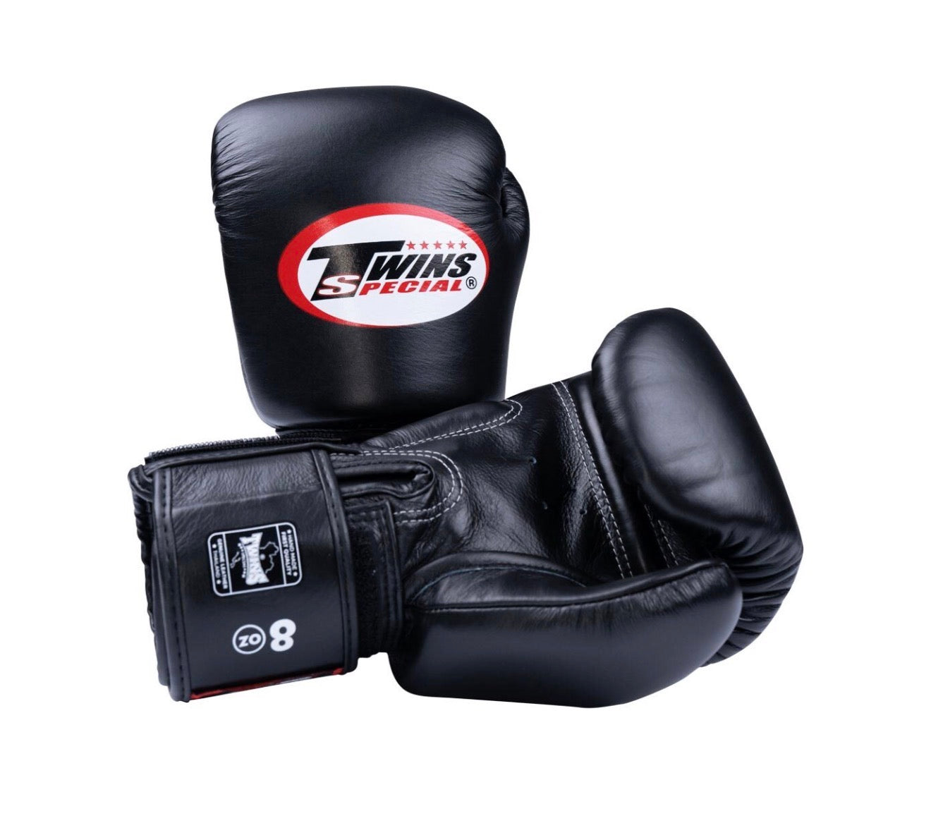 TWINS BLACK VELCRO MUAY THAI BOXING GLOVES FITNESS
