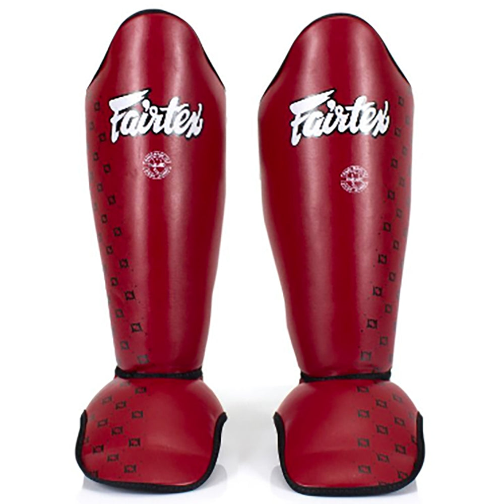 FAIRTEX SP5 COMPETITION RED SHIN GUARDS FITNESS